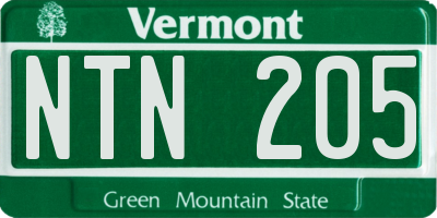 VT license plate NTN205