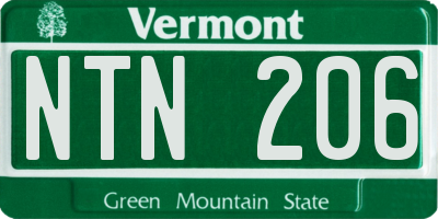 VT license plate NTN206