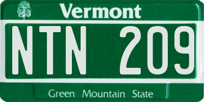 VT license plate NTN209