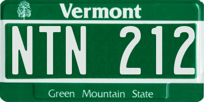 VT license plate NTN212