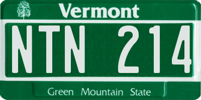 VT license plate NTN214
