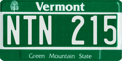 VT license plate NTN215