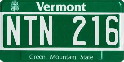VT license plate NTN216
