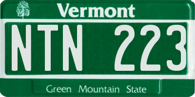 VT license plate NTN223