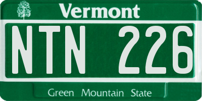 VT license plate NTN226