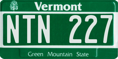 VT license plate NTN227