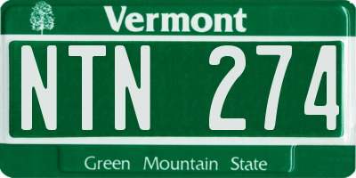VT license plate NTN274