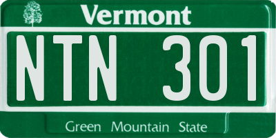 VT license plate NTN301