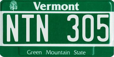 VT license plate NTN305