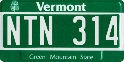 VT license plate NTN314