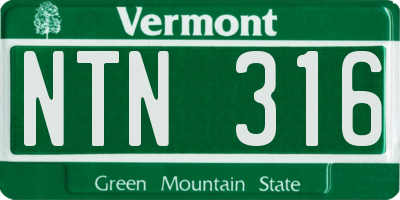 VT license plate NTN316