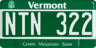 VT license plate NTN322