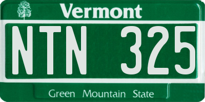 VT license plate NTN325