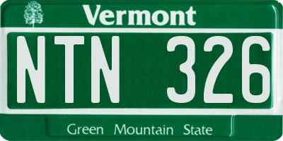 VT license plate NTN326