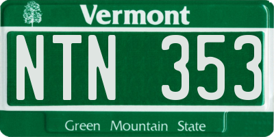 VT license plate NTN353