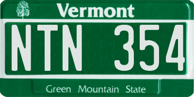 VT license plate NTN354