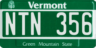 VT license plate NTN356