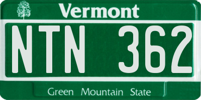VT license plate NTN362