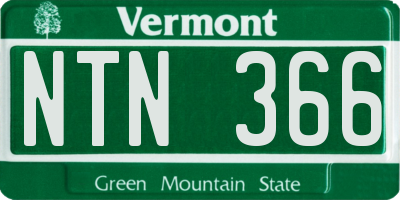 VT license plate NTN366