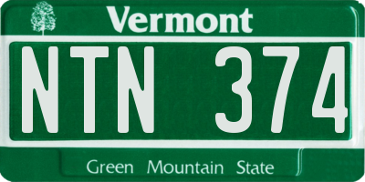 VT license plate NTN374