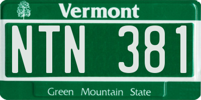 VT license plate NTN381
