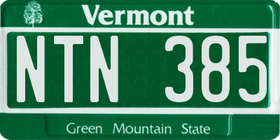 VT license plate NTN385