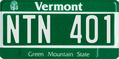 VT license plate NTN401