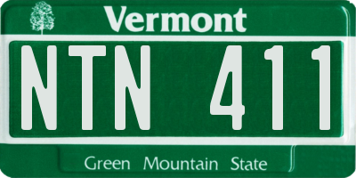 VT license plate NTN411