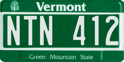 VT license plate NTN412