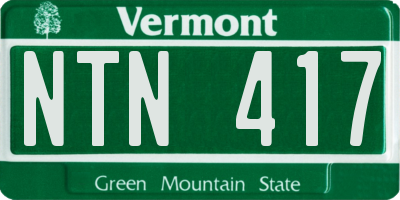 VT license plate NTN417