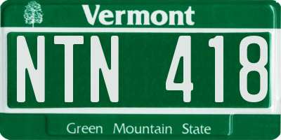VT license plate NTN418