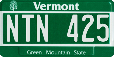 VT license plate NTN425