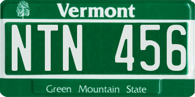 VT license plate NTN456