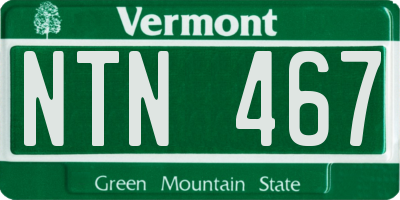 VT license plate NTN467