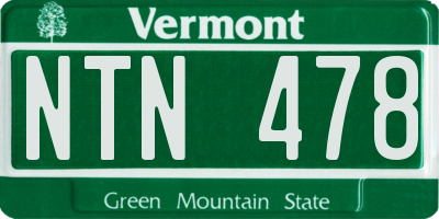 VT license plate NTN478