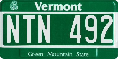 VT license plate NTN492
