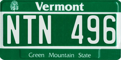 VT license plate NTN496