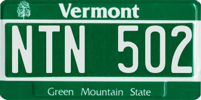 VT license plate NTN502