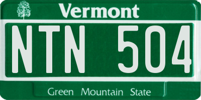 VT license plate NTN504