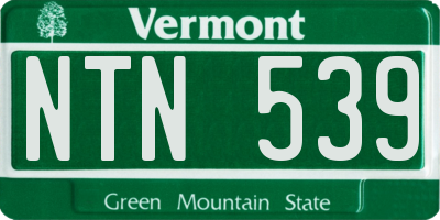 VT license plate NTN539