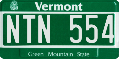 VT license plate NTN554