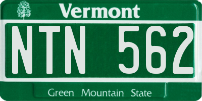 VT license plate NTN562