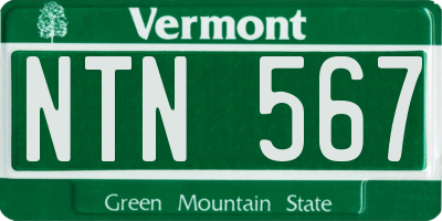 VT license plate NTN567