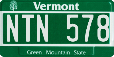 VT license plate NTN578