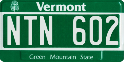 VT license plate NTN602