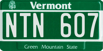VT license plate NTN607