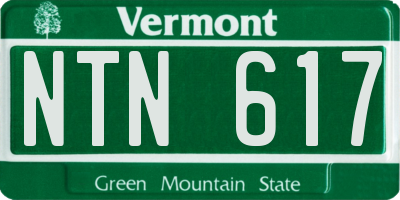 VT license plate NTN617