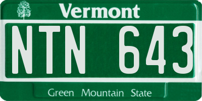 VT license plate NTN643