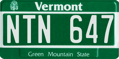 VT license plate NTN647