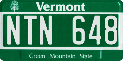VT license plate NTN648